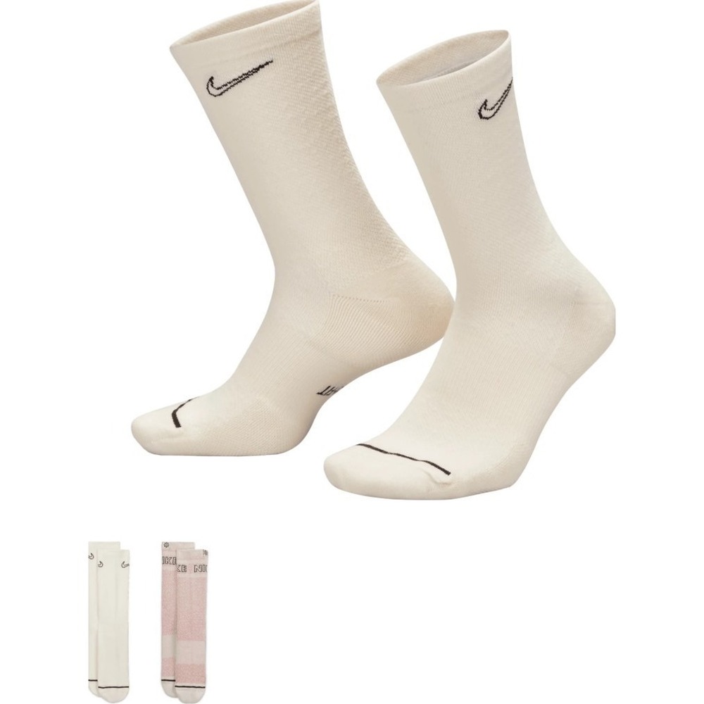 Nike Everyday Plus Undyed Cushioned Crew Socks - 2 Pack White/Adobe SZ XL NEW